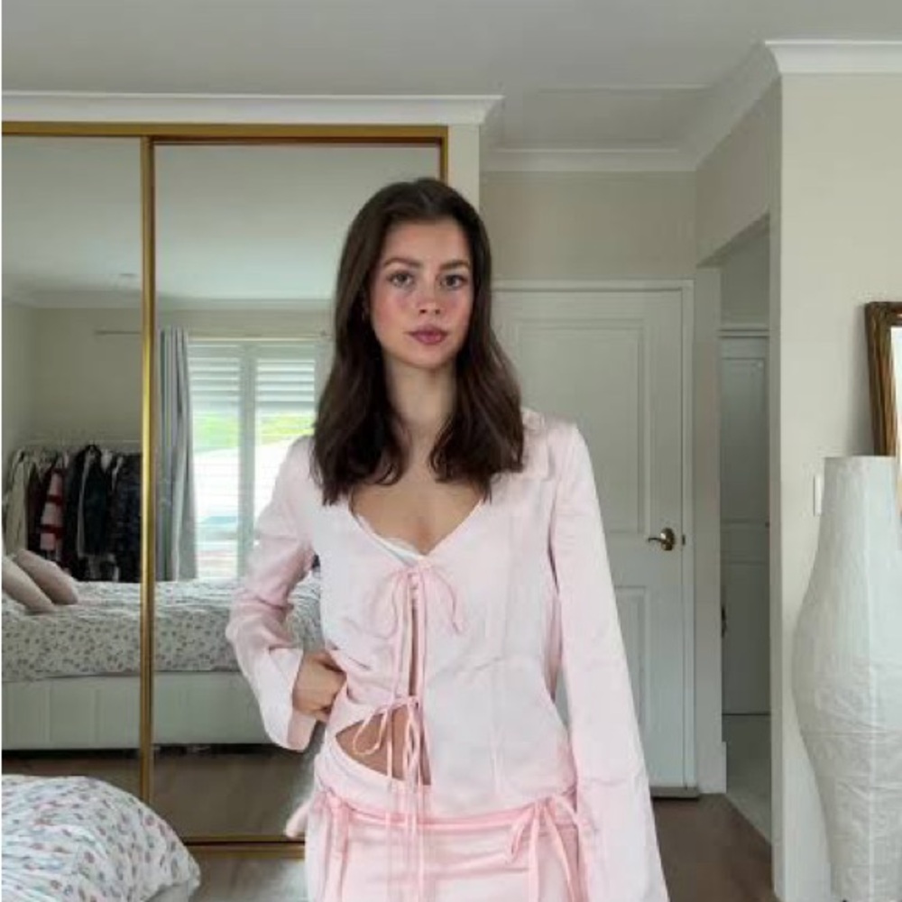 Pink Lace-Up Top
